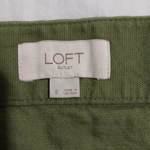 Loft Outlet Size 8 Olive Green Mini Skirt cotton/rayon blend side-zip - Picture 2 of 10